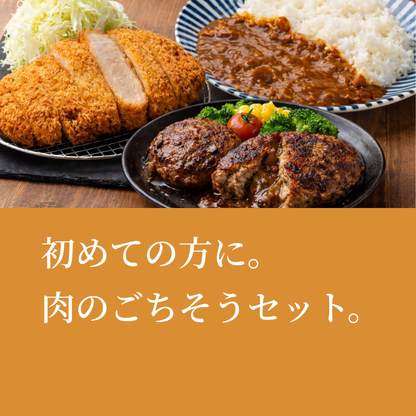 【 初回限定 ・送料無料】 肉グルメ詰め合わせ（黒豚ロースかつ1枚+鹿児島ハンバーグ2個＋牛すじカレー2P）